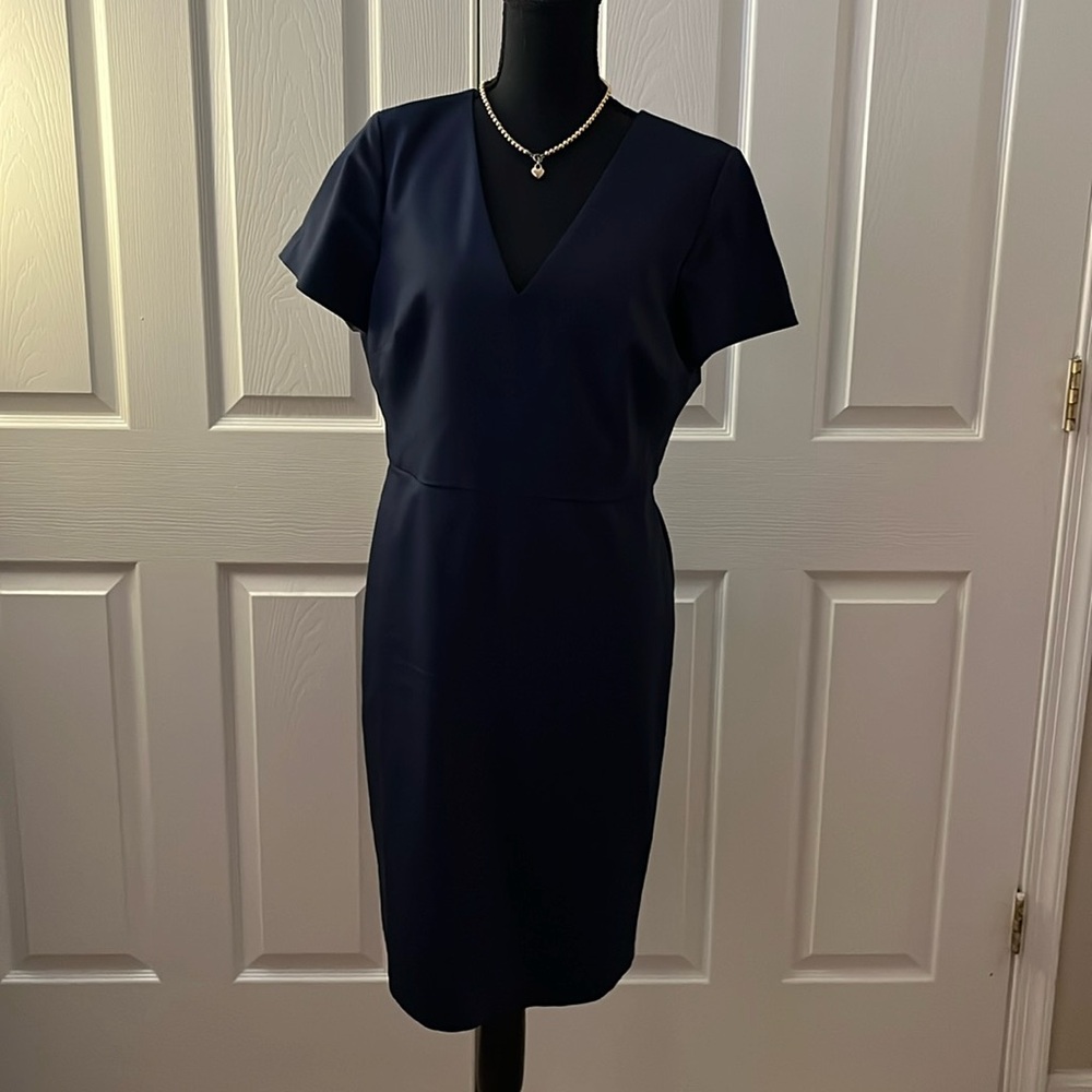 J. Crew Navy Cap Sleeve. Sheath Knee Length Dress. Size 12